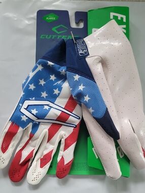 Cutters American Flag Performance Gloves Extreme Grip Adult XL